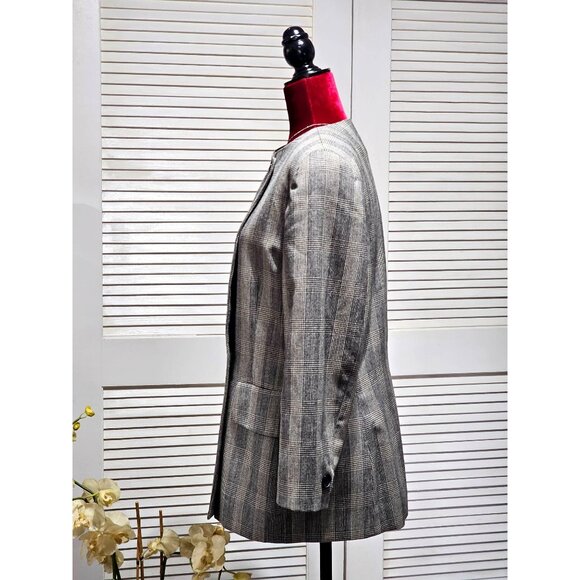 Vintage Christian Dior Womens Plaid Wool Double Breasted Blazer Jacket Sz 10 238 - Picture 4 of 13